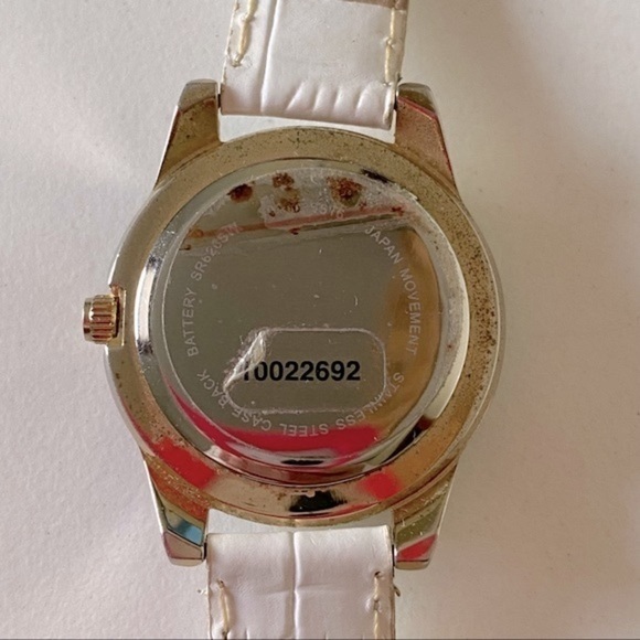 Style & Co Gold Diamond and White Leather Round Face  Watch EUC - Picture 7 of 8